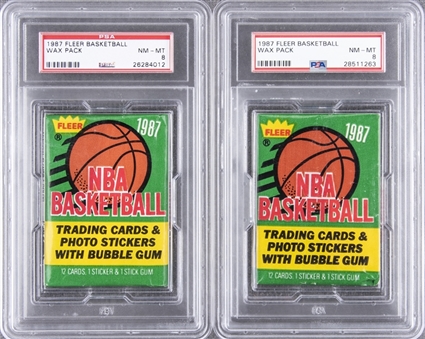 1987/88 Fleer Basketball Unopened Wax Packs PSA NM-MT 8 Pair (2)